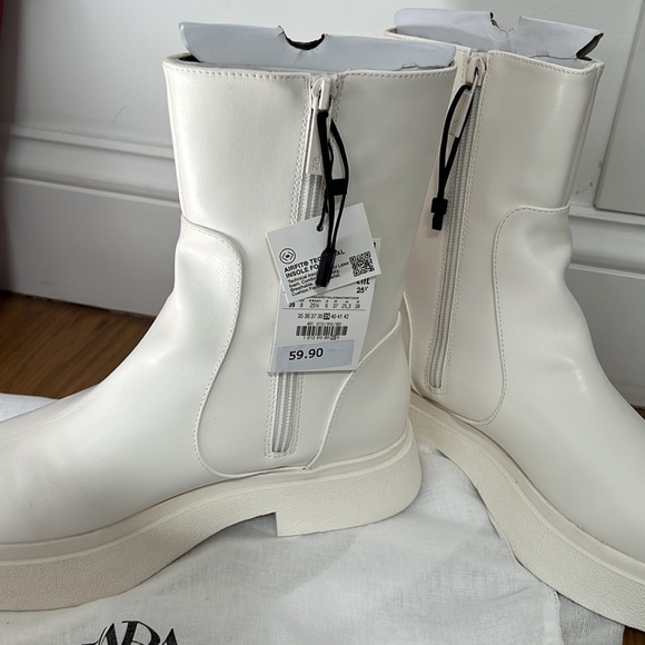 zara beige solid color ankle boots size 8 - Picture 6 of 6